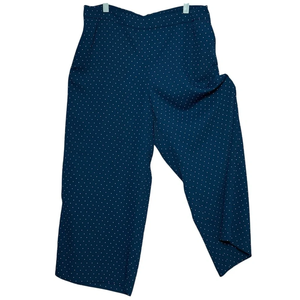 J. Jill New Wearever Collection Easy Care Wide Leg Cropped Pants Blue Large - Picture 6 of 14